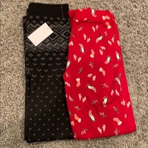 Juniors Small/Medium Fleece Lined Holiday Leggings